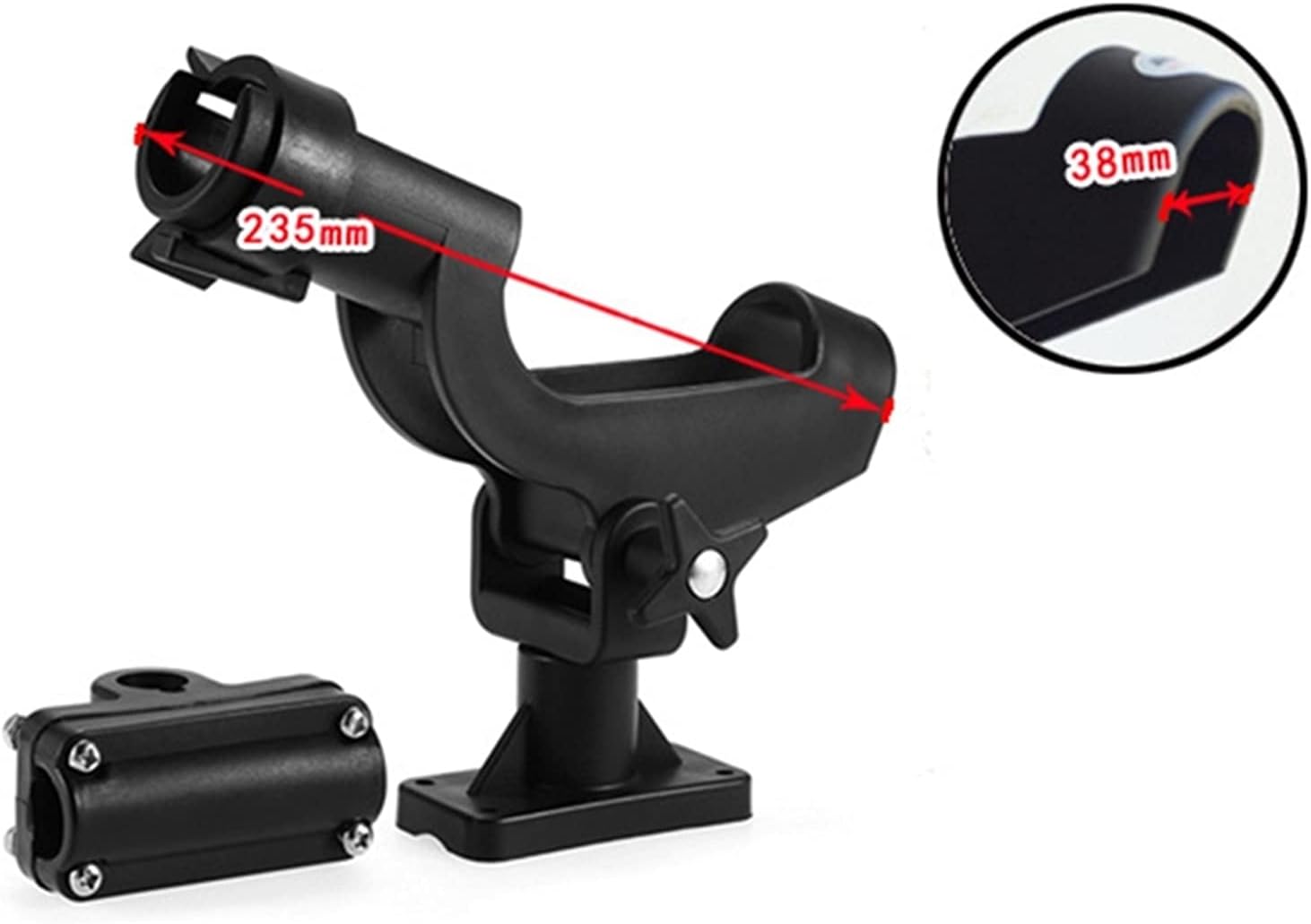 Kayak Fishing Rod Holders Rest Adjustable Removable 360 Degree Kayak Boat Support Tools Accessories Pole Bracket (Color : Black)