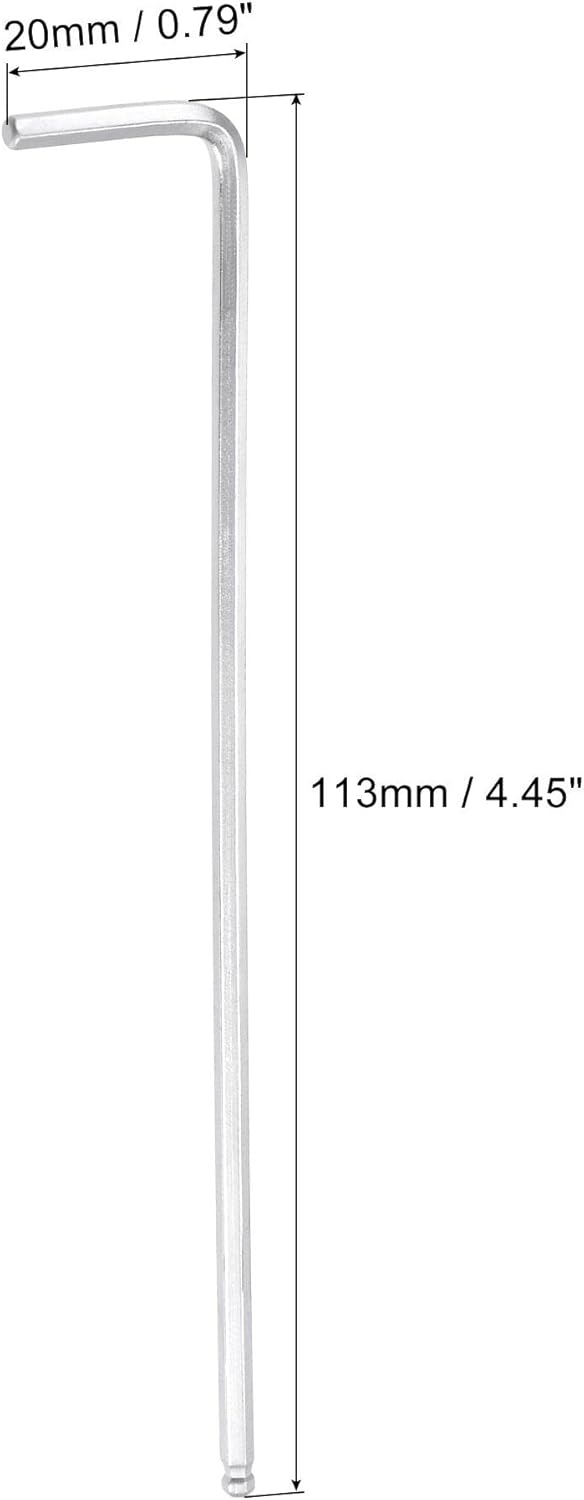 uxcell 2.5mm Ball End Hex Key Wrench, L Shaped Long Arm CR-V Repairing Tool
