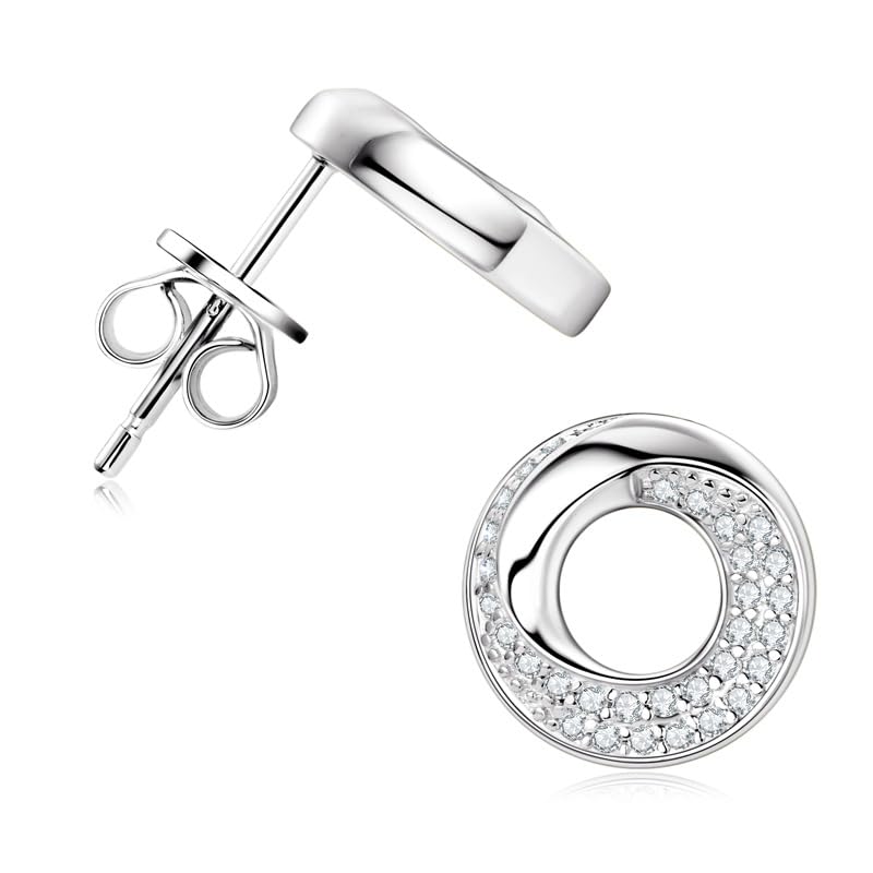 Circular Moissanite Earrings S925 Sterling Silver Full Diamond Moss Ubi Hundred Earrings