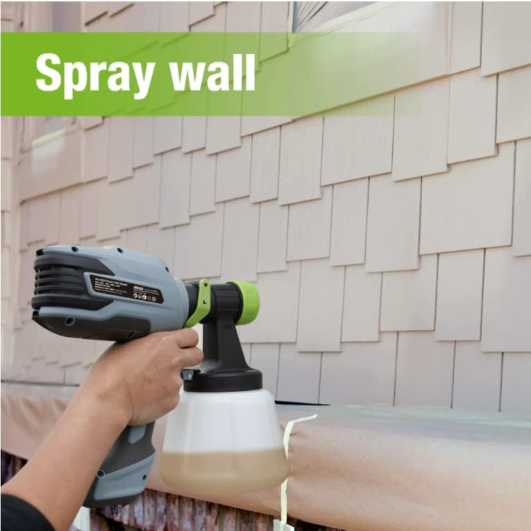 WorkPro Plus Electric Paint Sprayer spraying a wall