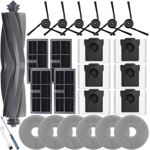 Bluearks 25 Stück Zubehör für Dreame X40 Ultra Complete/L40 Ultra/L10s Ultra Gen 3 Roboter Saugroboter 1 Hauptbürste 4 Filter 6 Wischpad 6 Seitenbürsten 6 Staubbeutel Ersatzteile Zubehör für Dreame