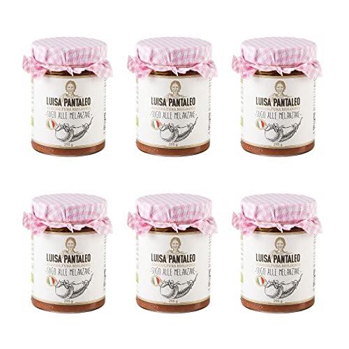 Luisa Pantaleo Sugo Alle Melanzane Biologico, 6 vasi da 295 g, 100% Made in Italy, Senza Conservanti, Basso Contenuto di Grassi, condimento per pasta