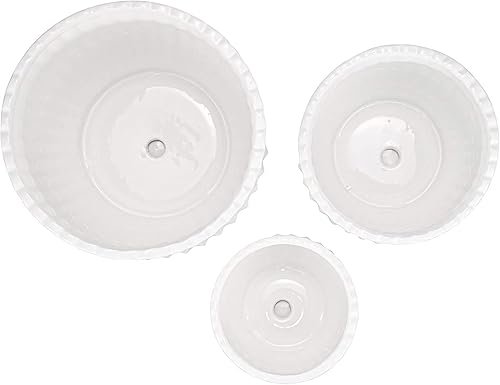 Miniatura 4 de Yesland Macetas de cerámica con platillo, juego de 3 en diferentes tamaños, modernas macetas redondas de cerámica para suculentas con textura de