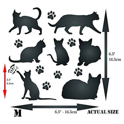 Cat Stencil, 6.5 X 6.5 Inch (M) - Pet Friend Animal Feline Silhouette Stencils For Painting Template #TOP5