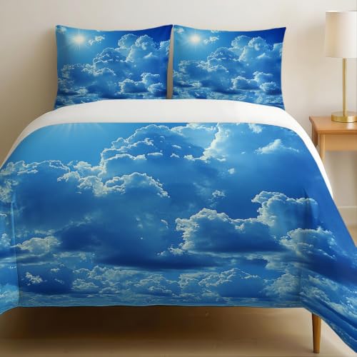 Parure de lit imprimé 3D nuages en tissu microfibre doux d'une finition irréprochable