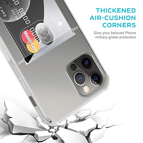 Image of Amazon Brand - Solimo Card Holder Phone Case Soft & Flexible Shockproof Back Cover with Cushioned Edges Transparent for Apple iPhone 12 Pro