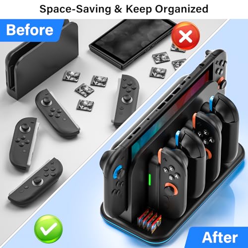 HUDOBBYE Switch 2 Controller Charger, 3H Fast Charging Dock for Nintendo Switch 2 Joycon, Charger Station for Joycon 2 with LED Lights, 8 Game Card Slot, Storage Docking Stand for Switch2 Accessory — view 6