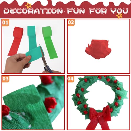 Image of Streamers, 12 Rolls Christmas Crepe Paper Streamers, 6 Colors Christmas Party Streamers for Ceiling Background Wall Dining Table Door Window Staircase Yard Decoration