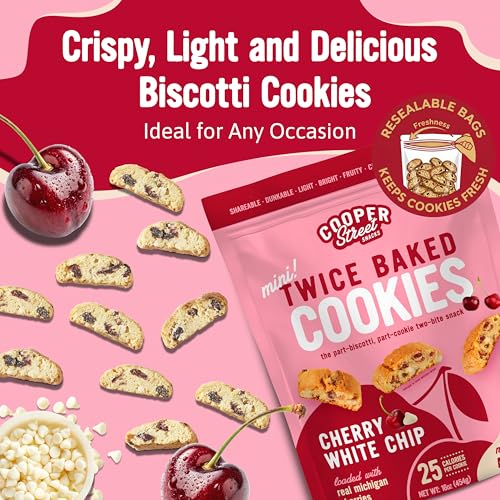 Image of Cooper Street Cherry White Chip Mini Biscotti Cookies, 1 lb, 2ct