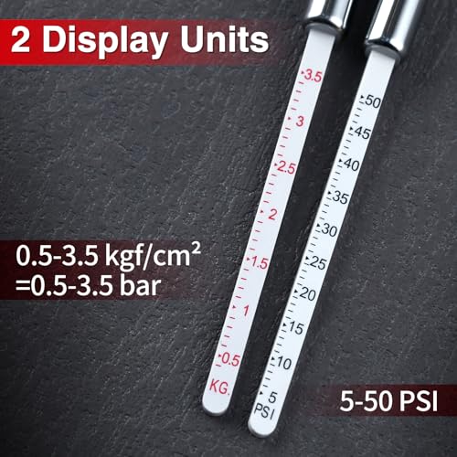 Image of Color Coded Tire Tread Depth Gauge 32nds with Pencil Tire Pressure Gauge 5-50 PSI, Air Pressure Gauge for Tires, Professional Tire Thread Meter Tool for Motorcycle,School Bus,SUV