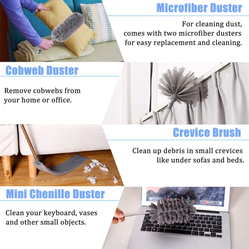 Panny 14Pcs Microfiber Duster With Extension Pole, Extendable Long Feather Duster For Cleaning, Ceiling Fan Duster With Washable And Bendable Head, Duster For Cobweb ,Ceilings . #TOP2