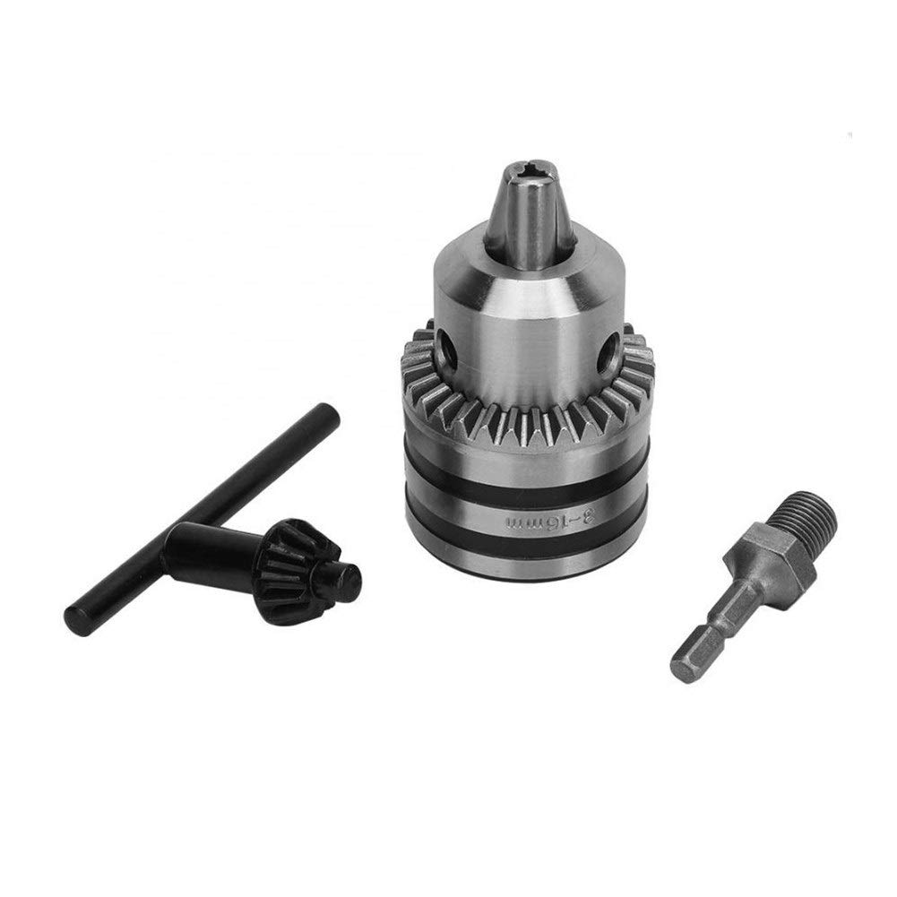 Adaptador de perforación de taladro de taladro ráp 3 garras clave de corona dentada Chuck 3-16mm afianza la gama 1/2-20UNF de la forma cónica del taladro montado en la cabeza Adaptador Adaptador Chu