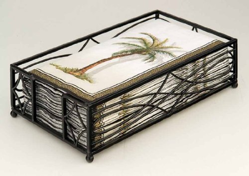 Boston International Wave Design Guest Towel/Dinner Napkin Holder Caddy, 9 X 5.25-Inches, Black #TOP1