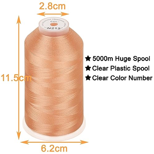 Image of New brothread - Single Huge Spool 5000M Each Polyester Embroidery Machine Thread 40WT for Commercial and Domestic Machines - Peach (Janome Color)