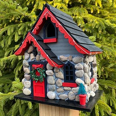 Home Bazaar Charlevoix Stone Christmas Cottage with LEDs