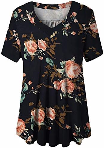 U.Vomade Womens Plus Size Blouses V Neck Tunic Summer Floral Print Tops 06 Large