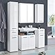trendteam smart living - Skin - Hochschrank - Weiß/Weiß Hochglanz - 6 Fächer und eine Schublade - (BxHxT) 30 x 182 x 31 cm - Badregal mit 3 höhenverstellbaren Einlegeböden - Kratzfest
