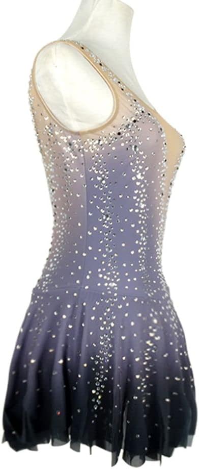 LIUHUO Gradient Purple Figure Skating Dress Sleeveless Big Open Back Training Performance Girl