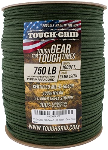 Image of TOUGH-GRID 750 Paracord, 100% Nylon, Made in USA, Type IV Mil-Spec Cord