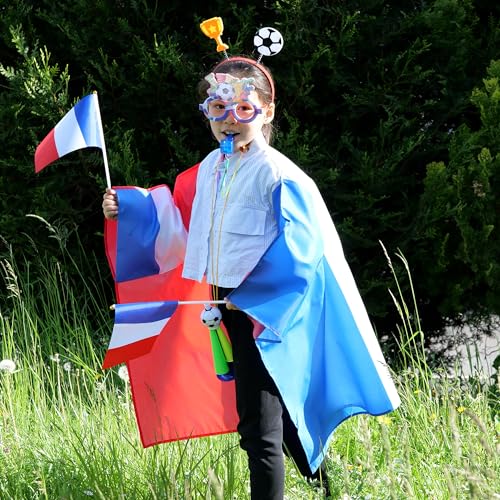 CoolChange Großes Frankreich Fan Paket zur Fußball EM 2024 | 11-teilig | Inkl. Trikolore-Umhang, Flaggen, Tröte, Fan Cheersticks u.v.m (Kinder Frankreich)