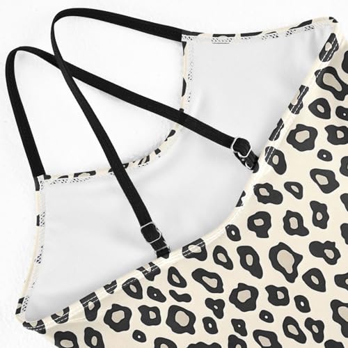 senya Girls Swimsuits One-Piece Swimwear Tie Bathing Suit Beach Summer Round Neck 9-10T Leopard Print Like Pattern on Beige4