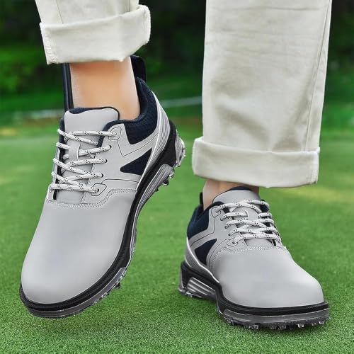 Image of ULTIANT Men's Golf Shoes Fixed Nailless Sole Waterproof Lightweight No-Slip Walking Shoes Size7.5-14