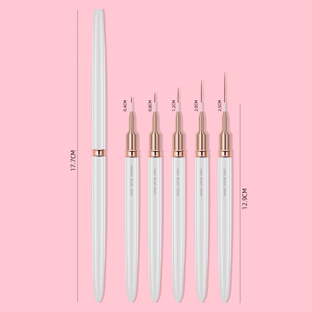 Nail Art Brushes, 5Pcs Nail Art Liner Brushes - Image 2
