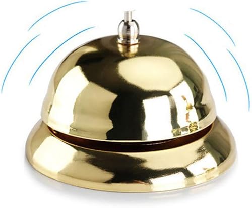 Miniatura 2 de jojofuny Campana de servicio dorada, campana de llamada de hierro, campana de escritorio creativa para clientes, escuelas de estudiantes,