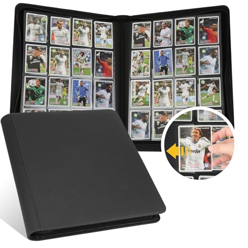 GERMUN PU Card Binder - 16 Pocket, Premium Holder Folders for 1000+ Cards, Double Sided Pocket Album for MTG, TCG (Black)