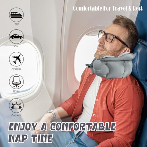 Almohada Inflable Ajustable para Cuello de Viaje Gris miniatura 5
