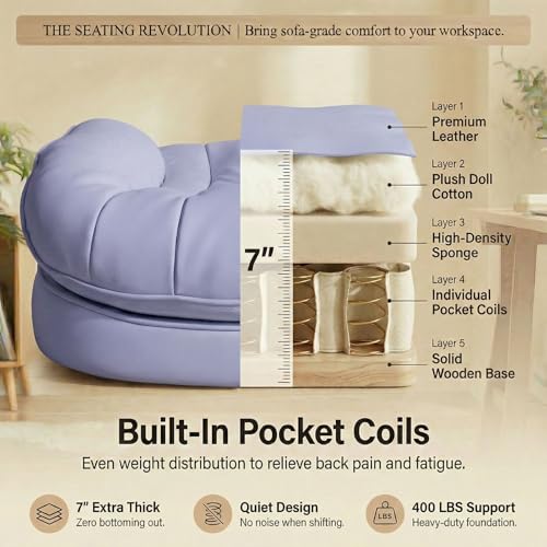 Image of Efomao Big & Tall Desk Chair, Wide Executive Office Chair with Footrest Purple