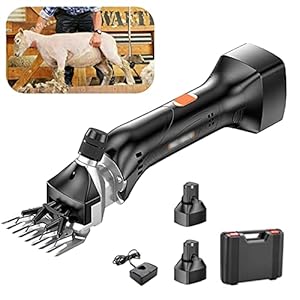 Cordless Electric Sheep Shears, 800W Heavy Duty Pet Grooming Goat Clippers, Farm Animal Shave Tool with 9 Straight Tooth…