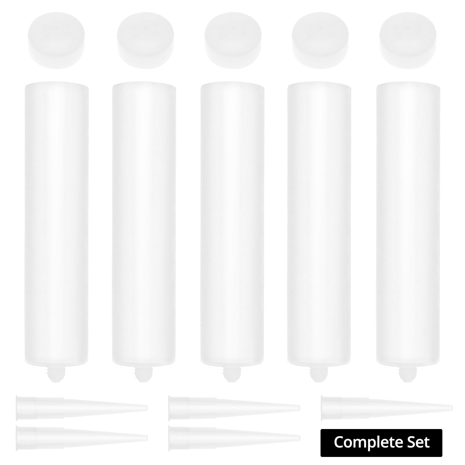 QWORK® Tubo sigillante vuoto, 5 pezzi 300 ml, cartuccia bianca, set di strumenti sigillanti, riutilizzabile