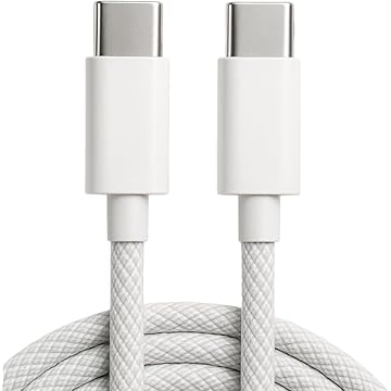 Cabo Carregador Turbo Trançado De Nylon Branco Compatível com iPhone 15/16/17 PRO MAX Certificado Premium