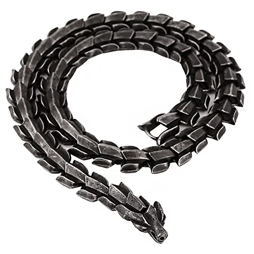 Bracelet dragon nordique fait main en acier noir mythologie viking