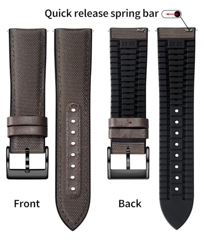 Image of BINLUN Nylon Silicone Watch Bands 18mm 19mm 20mm 21mm 22mm Quick Release Canvas Rubber Hybrid Watch Strap Replacement Watchband for Men Women 9 Colors Silver /Black Buckle