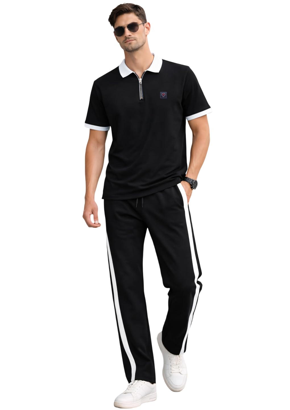 Men's Tracksuit | Lycra Blend Regular Fit | Quick Dry Gym Yoga Training Tracksuit | Breathable Jacket & Track Pant Set for Travel Casual Sports Wear | Everyday Use - Black(S)-image-37