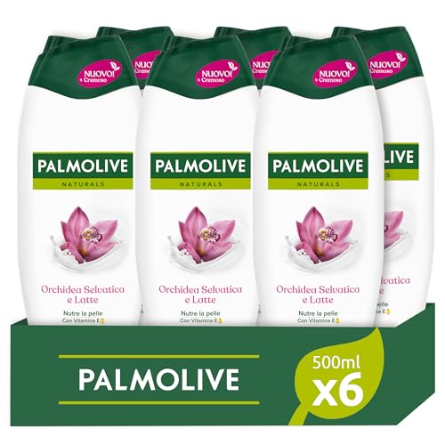 Palmolive Gel de ducha Naturals Orquídea y leche 500 ml | Baño de ducha con vitamina E | Deja la piel suave | Con leche de almendras de origen vegetal | Ingredientes de 95% de origen natural*