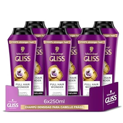 Syoss - Gliss Full Hair Wonder Champú 250ml - Fortalecedor y Voluminizador para Cabello Fino y Débil  Fórmula Reparadora