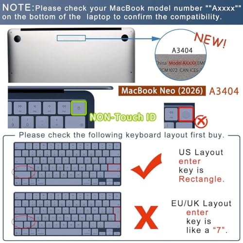 Image of Tukzer Premium Keyboard Cover Compatible for 2026 MacBook Neo 13, 2026 2025-2021 M5-M2 MacBook Air 13 /15,M5-M1 Pro /Max MacBook Pro 14 /16, Laptop Accessories Ultra Thin Protector Skin - TPU Clear