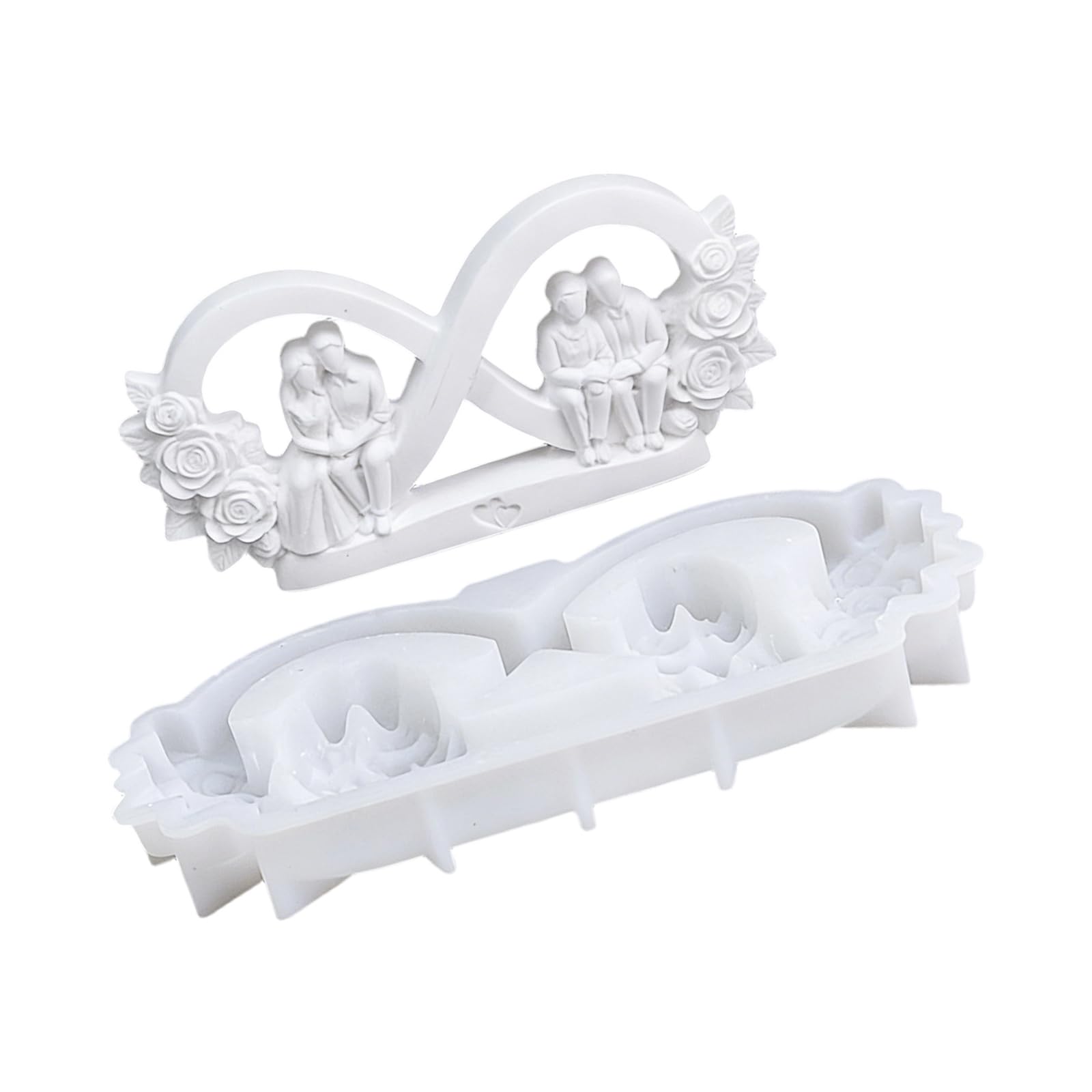 Linvimia Couple Figurine Silicone Mold Valentine ' s Theme Silicone Molds for Epoxy Resin Making Soap Home Decoration Elastomer Cast for Couples