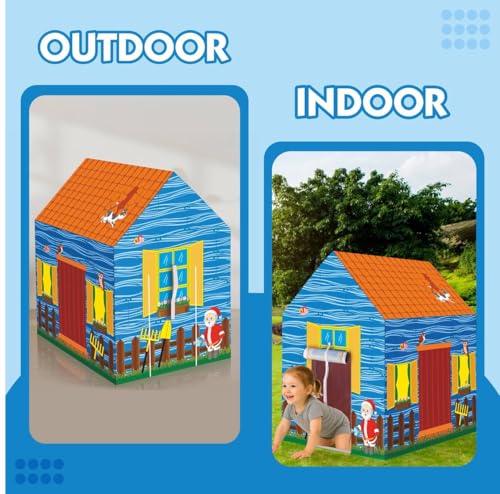 Image of Kids Play Tent House for Boys & Girls | Foldable Toy House for Indoor & Outdoor Fun | Tent House for Kids 2 to 6 Years | Portable Playhouse Kids House Tent (Farm House Tent)