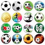 futbol  HOWAF 16 unidades de insignias de f¨²tbol, botones con insignias de f¨²tbol, regalos para ni?os y adultos, decoraciones, recuerdos para fiestas, accesorios