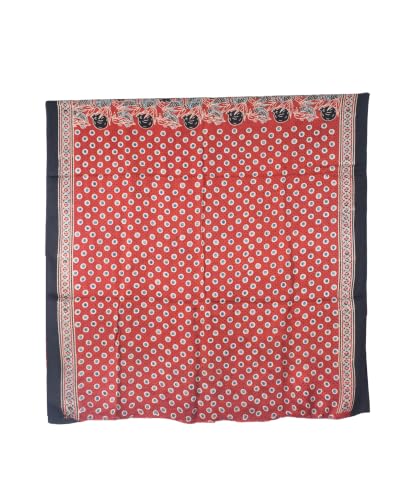 Image of Ethnics of Kutch Womenss Ajrakh Modal Silk Natural Dye Hand Block Print Saree with Blouse Piece - 5.5 Mtr Length