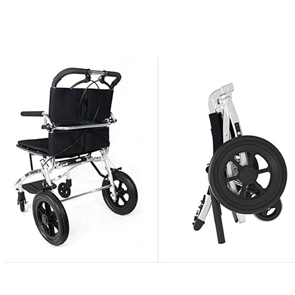 Silla De Ruedas Móvil De Transporte Ligero, Plegable, Ligera, De Aluminio, Con Frenos De Mano, Silla De Viaje De Tránsito Portátil, Color Negro