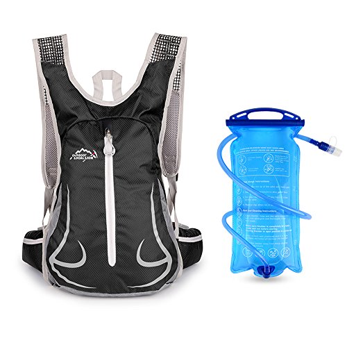 GUTANG-DC 15L Bicicleta Mochila de Hombro, con 2L Bolsa de Agua para Camping Senderismo Ciclismo Correr Acampar o Caminar,Respirable Impermeable Ultraligero (Mochila Negra + Bolsa de Agua 2L)
