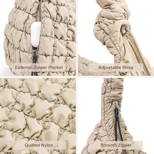 Image of Large Quilted Tote Bag Puffer Purse Quilted Crossbody Bags for Women with Adjustable Strap