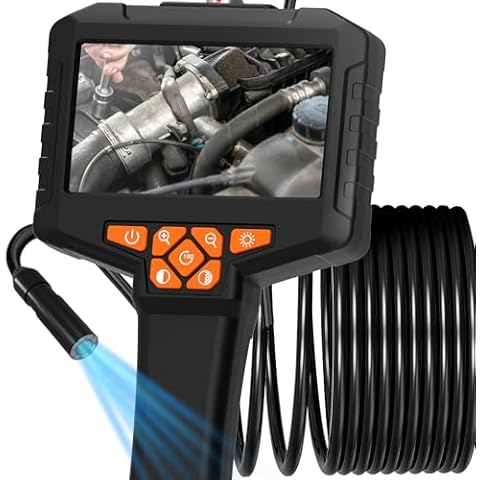 Inspection Endoscope, Industrial Borescope Camera with 4.3" IPS Screen, 1920P HD Snake Camera with 8 LED Lights, 16.4FT Semi-Rigid Cord Bore Scope Camera - Cool Gadgets Tool Cover