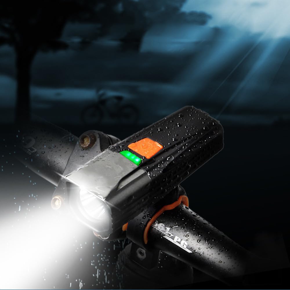 Luce per Bicicletta Ricaricabile Tramite USB, Impermeabile IP65, con Batteria da 2200 mAh, Compatibile con Tutte Le Biciclette da Montagna e da Strada.