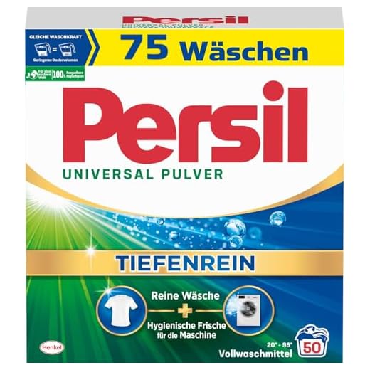 Persil Lessive universelle en poudre (75 lavages), lessive complète pour le linge pur et une fraîcheur hygiénique pour la machine, efficace de 20 °C à 95 °C